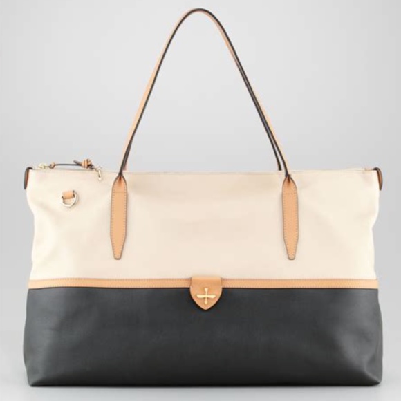 Pour La Victoire Handbags - Pour la Victoire Aline two-tone leather zippered tote